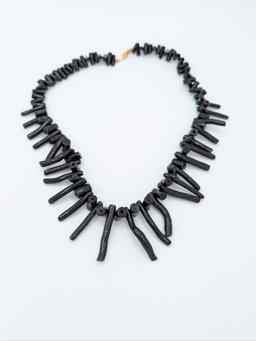 Genuine Black Coral 14k Gold Necklace 18" - Picture 3 of 8